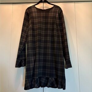 Plaid ponte knit Long Sleeve Dress